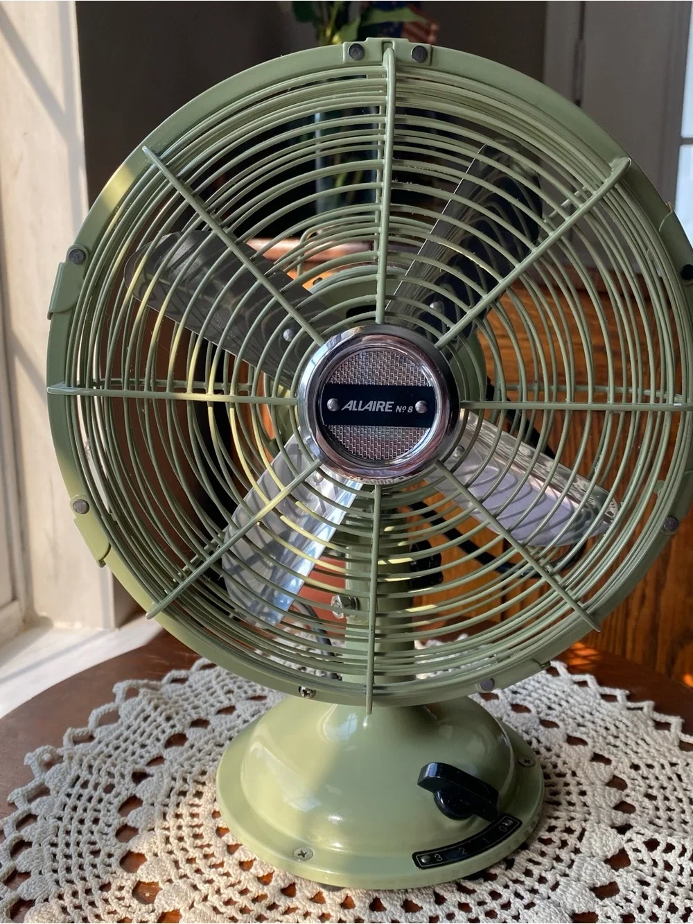 NEW! Allaire Restoration Hardware Vintage Retro Table Fan in Sage Green 3 Speeds